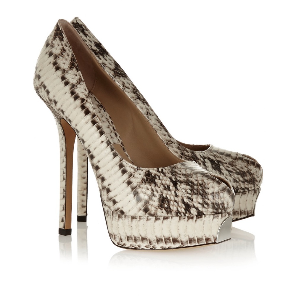 NWOB Michael Kors Collection Susana Snakeskin Platform Peep Toe Pumps